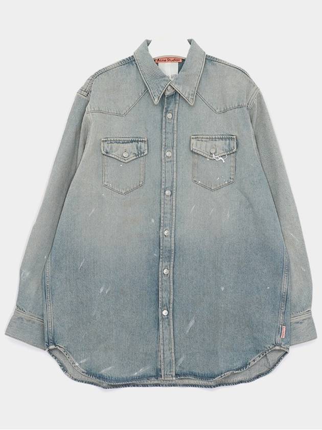 Denim Button Up Long Sleeve Shirt Blue - ACNE STUDIOS - BALAAN 2