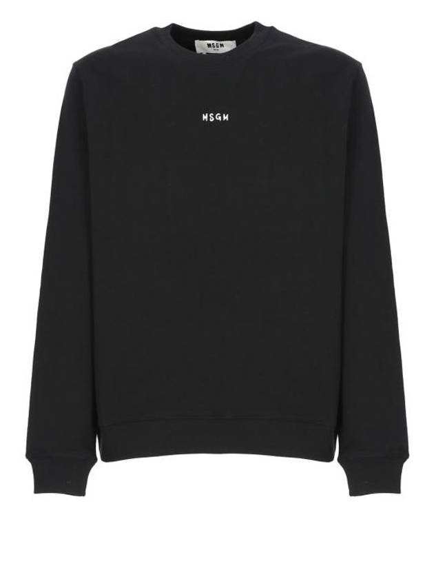 Brushed Micro Logo Cotton Sweatshirt Black - MSGM - BALAAN 2