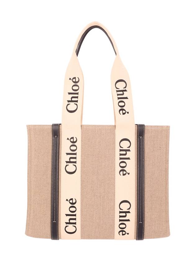 Woody Canvas Medium Tote Bag White Navy - CHLOE - BALAAN 2