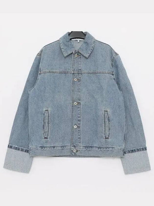 Fisherman Turn Up Denim Jacket Blue - LOEWE - BALAAN 2