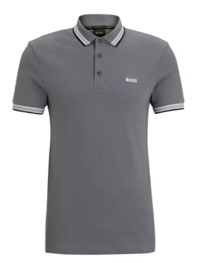 Paddy Cotton Short Sleeve Polo Shirt Grey - HUGO BOSS - BALAAN 2