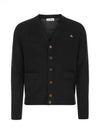 ORB Embroidery Logo V Neck Cardigan Black - VIVIENNE WESTWOOD - BALAAN 2