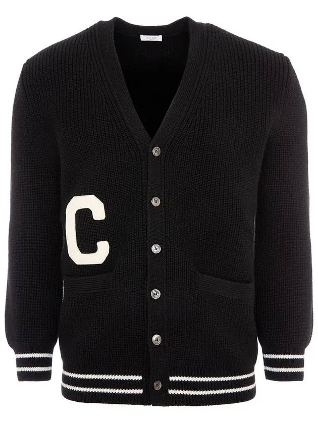 Black PARIS Patch Long College Cardigan 2AD0P830I 38EC - CELINE - BALAAN 3