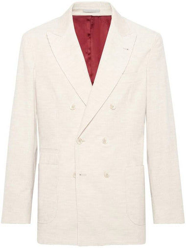 Brunello Cucinelli Double-Breasted Ribbed Blazer - BRUNELLO CUCINELLI - BALAAN 1