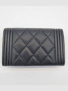 Boy  Flap Card Holder Grained Calfskin Ruthenium Black - CHANEL - BALAAN 6