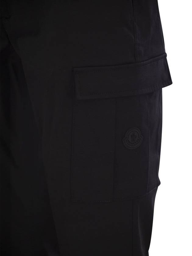 Cotton Gabardine Cargo Straight Pants Black - MONCLER - BALAAN 5