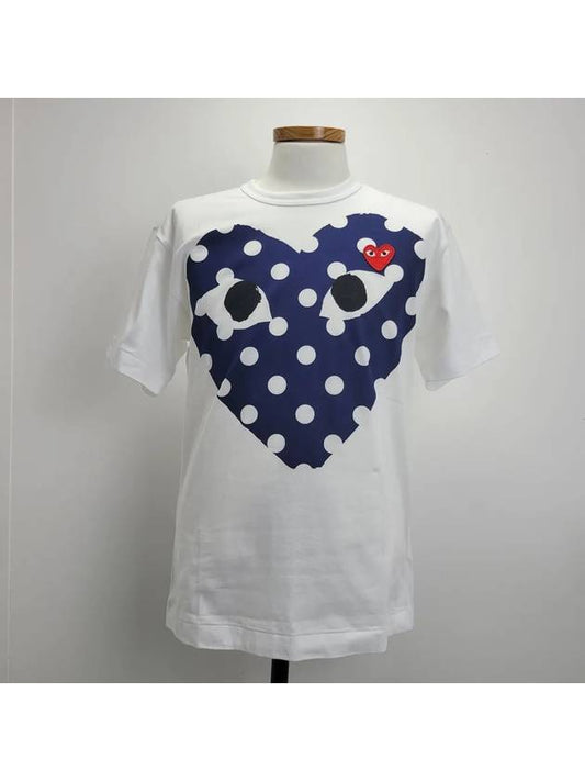 Comme Men's Dot Heart Print Short Sleeve TShirt White P1T234 - COMME DES GARCONS - BALAAN 1