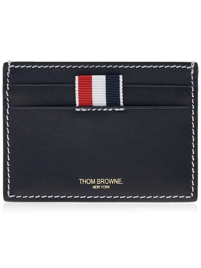 Stitched Vacchetta Card Wallet Navy - THOM BROWNE - BALAAN 2