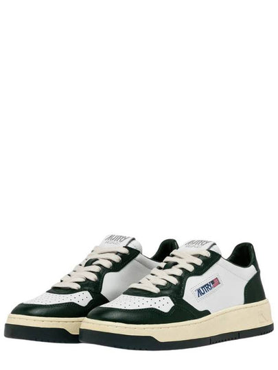 Autry Medalist Low Two-Tone Sneakers In White And Mountain Green Leather - AUTRY - BALAAN 2