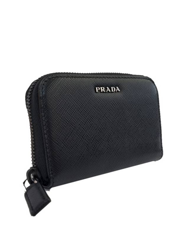 Logo Saffiano Leather Coin Purse Black - PRADA - BALAAN 3