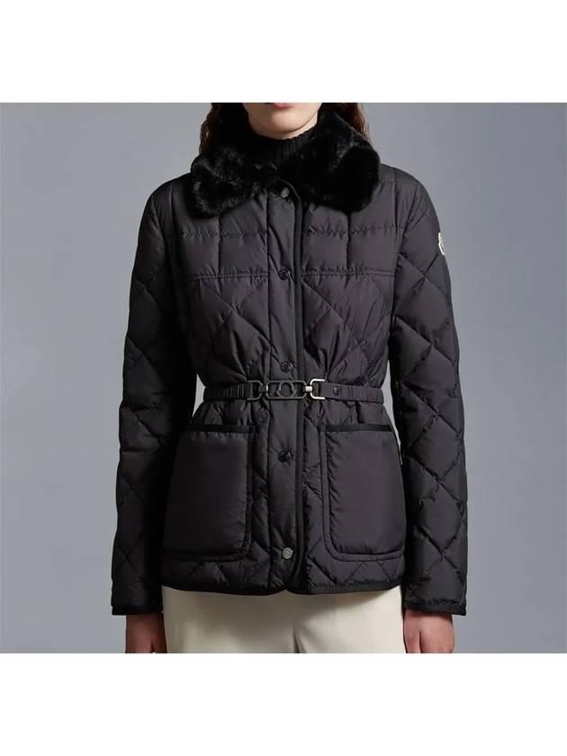 Women's Cygne Logo Patch Short Down Padded Jacket Black - MONCLER - BALAAN 4