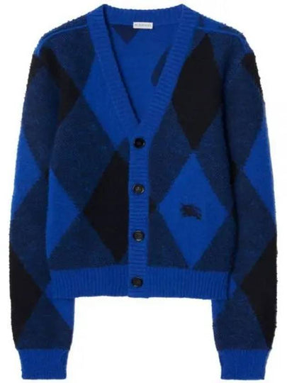 Men's Argyle Wool Cardigan Night - BURBERRY - BALAAN 2