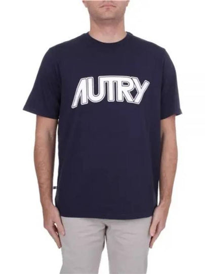 Big Logo Cotton Jersey Short Sleeve T Shirt Blue - AUTRY - BALAAN 2