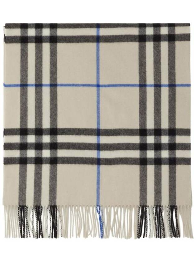 Check White Cashmere Scarf Lichen - BURBERRY - BALAAN 1