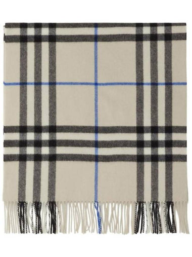 Check White Cashmere Scarf Lichen - BURBERRY - BALAAN 1