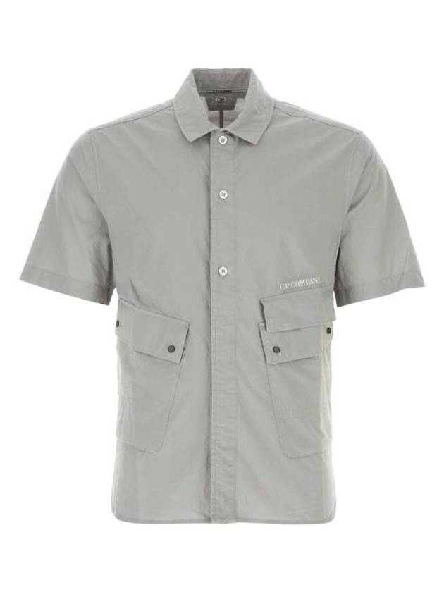 Cotton Popeline Pocket Short Sleeve Shirt Grey - CP COMPANY - BALAAN 2