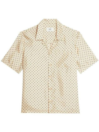 Polka Dot Print Short Sleeve Shirt Beige - AMI - BALAAN 1