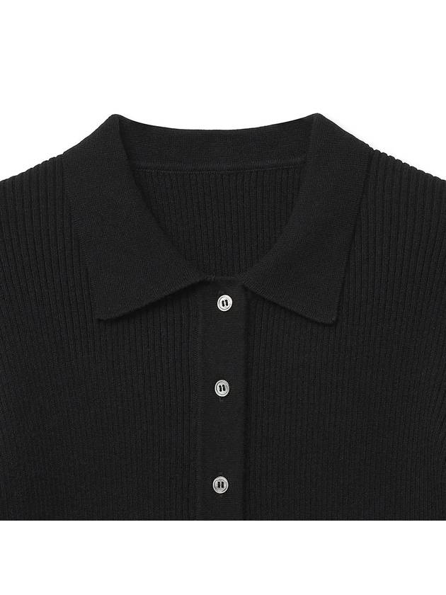 Cotton Ribbed Shirt Cadigan Black - NOIRER FOR WOMEN - BALAAN 5