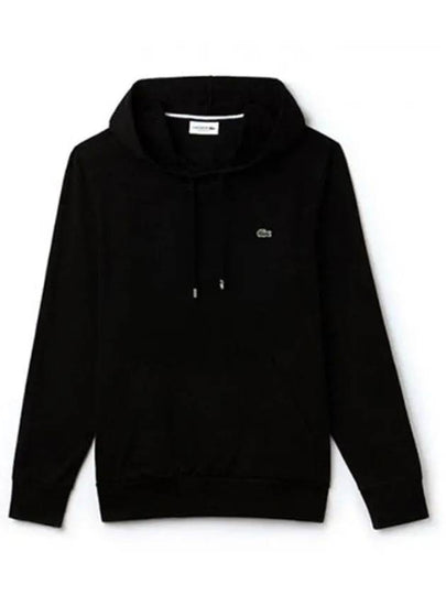 Men's Cotton Jersey Hoodie Black - LACOSTE - BALAAN 2