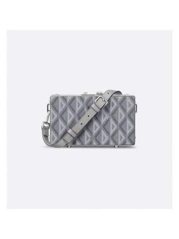 CD Diamond Lock Strap Canvas Calfskin Cross Bag Grey - DIOR - BALAAN 1