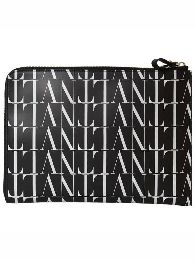 All Over VLTN Logo Clutch Bag Black - VALENTINO - BALAAN 3