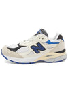 990 V3 Leather Low Top Sneakers Blue White - NEW BALANCE - BALAAN 3