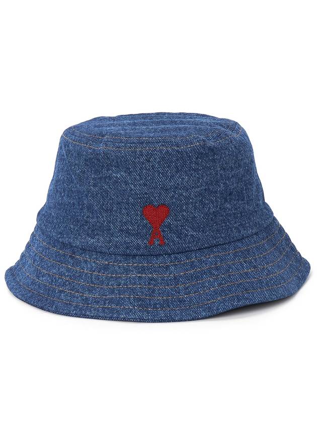 De Coeur Embroidered Denim Bucket Hat Blue - AMI - BALAAN 3