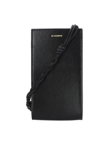 Logo Tangle Phone Holder Leather Cross Bag Black - JIL SANDER - BALAAN 1