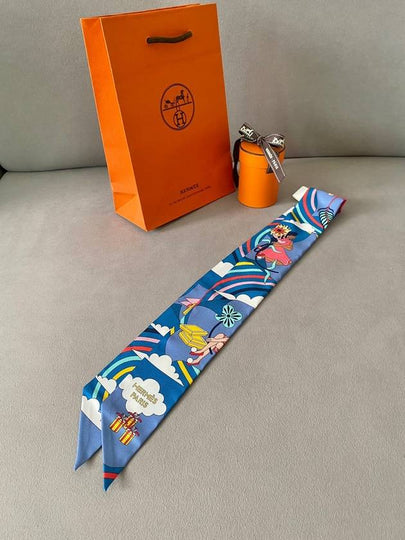 Carres Volants Twilly Scarf Blue Jaune Vif - HERMES - BALAAN 2