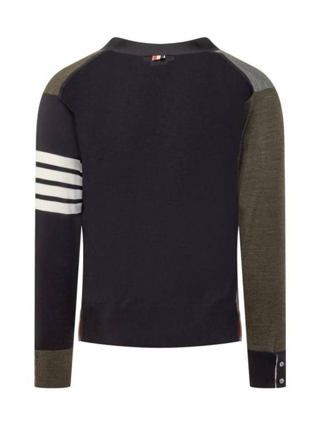 Men's Sustainable Classic Diagonal Wool Cardigan Med Grey - THOM BROWNE - BALAAN 3