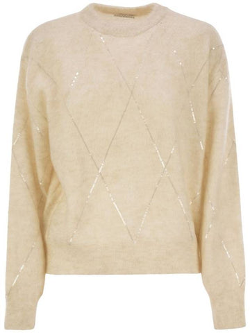 Mohair, wool, cashmere and silk sweater with Dazzling Argyle embroidery - BRUNELLO CUCINELLI - BALAAN 1