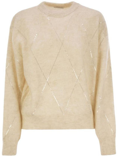 Mohair, wool, cashmere and silk sweater with Dazzling Argyle embroidery - BRUNELLO CUCINELLI - BALAAN 1