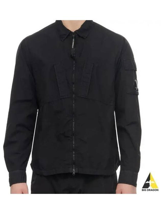 Taylon L Zipped Long Sleeve Shirt Black - CP COMPANY - BALAAN 2