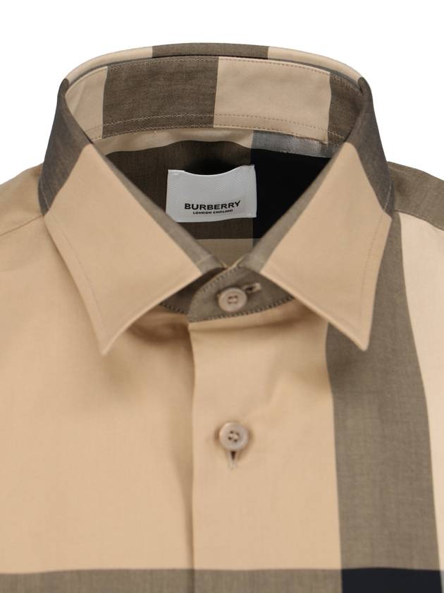 Men's Check Motif Cotton Short Sleeve Shirt Beige - BURBERRY - BALAAN 4