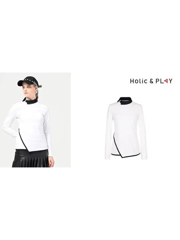 Zipper Collar Long Sleeve T-Shirt-HB3WTS002WH - HOLIC&PLAY - BALAAN 5