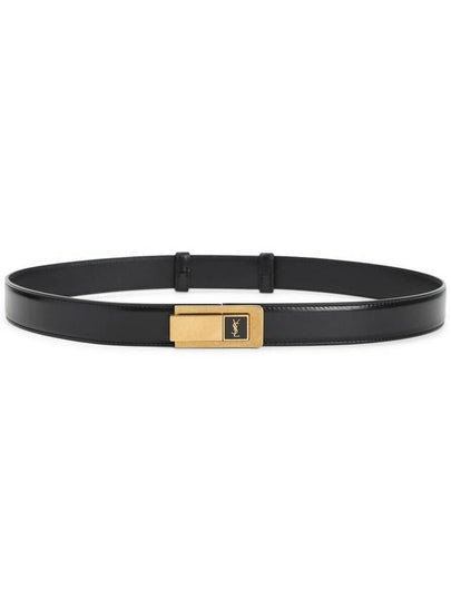 Charniere Buckle Leather Belt Black - SAINT LAURENT - BALAAN 2