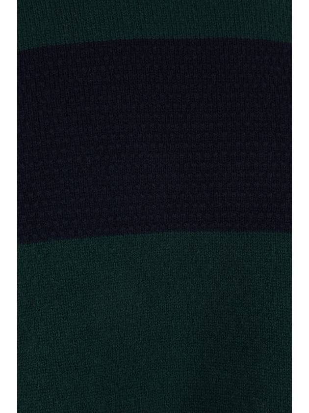 Rugby Stripe Merino 4 Bar Crew Neck Pullover Knit Top Green - THOM BROWNE - BALAAN 4