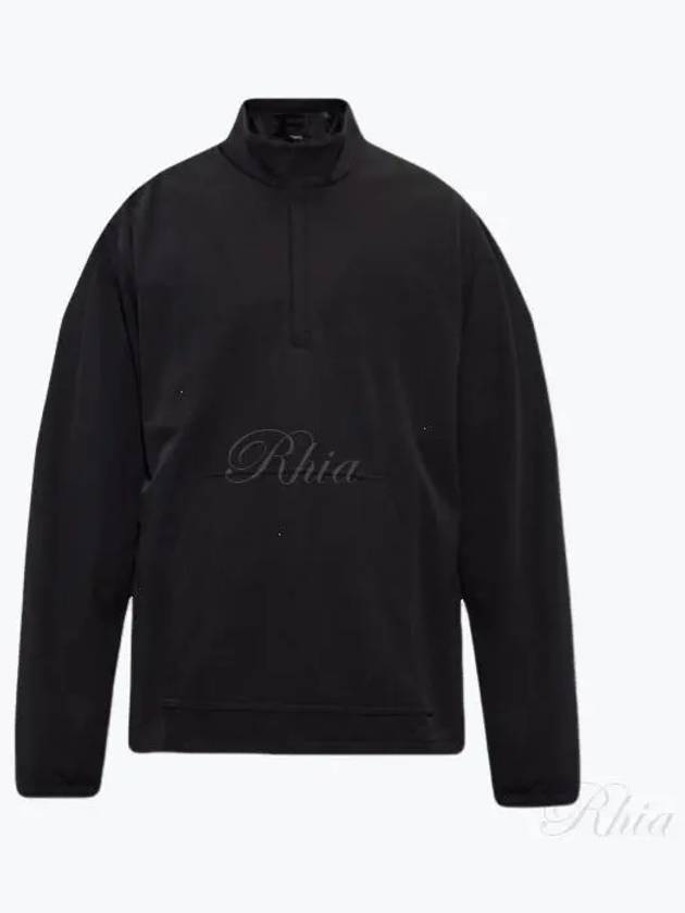 Rib Half-Zip Trainer Knit Top Black - THEORY - BALAAN 2