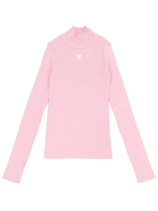 Courr ges 422MPU022FI0001 ROSE Women s Turtleneck Knit - COURREGES - BALAAN 1