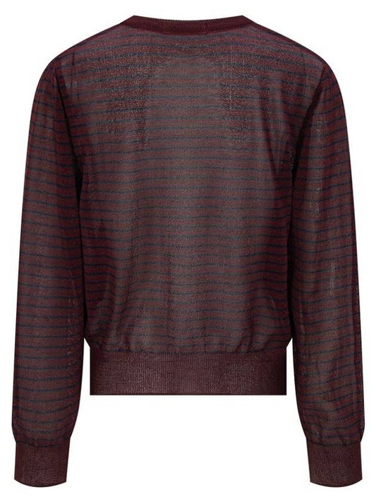 Hanji Blended Striped Cardigan Burgundy - CALLAITE - BALAAN 2