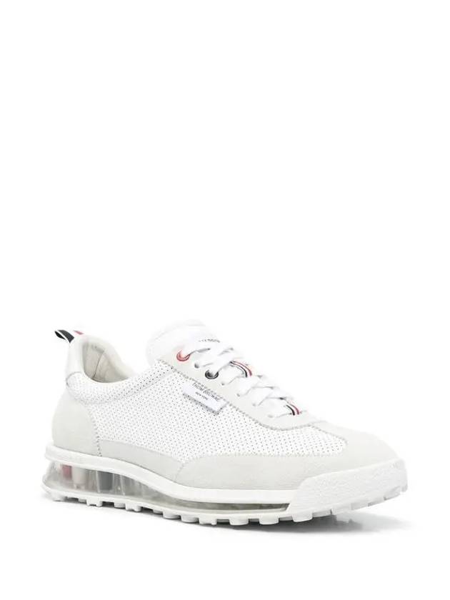 Vitello Calf Leather Clear Sole Tech Runner Sneakers White - THOM BROWNE - BALAAN 4