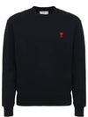 Paris Heart Logo Embroidered Organic Cotton Sweatshirt Sweatshirt Black - AMI - BALAAN 1