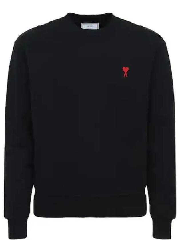 Paris Heart Logo Embroidered Organic Cotton Sweatshirt Sweatshirt Black - AMI - BALAAN 1