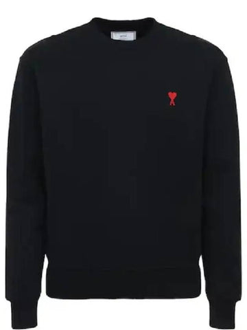 Paris Heart Logo Embroidered Organic Cotton Sweatshirt Sweatshirt Black - AMI - BALAAN 1