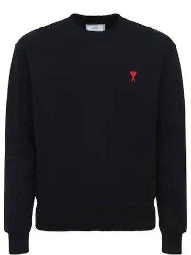 Paris Heart Logo Embroidered Organic Cotton Sweatshirt Sweatshirt Black - AMI - BALAAN 1