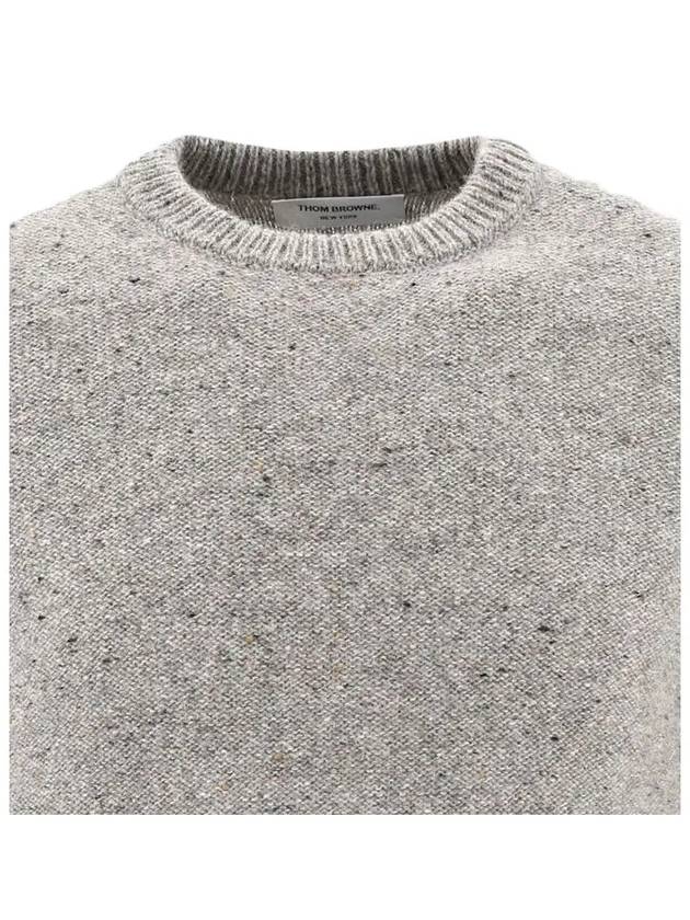 Donegal 4-Bar Striped Crew Neck Wool Knit Top Light Grey - THOM BROWNE - BALAAN 5