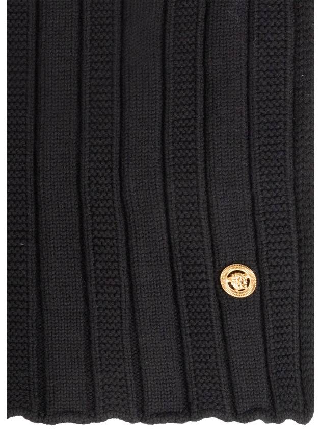 Medusa Ribbed Knit Muffler Black - VERSACE - BALAAN 5