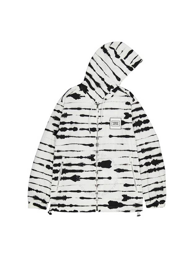 Women's Watercolor Print Hooded Jacket Black White - BURBERRY - BALAAN 1