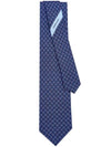 Tetris Print Silk  Tie Navy Blue - SALVATORE FERRAGAMO - BALAAN 1