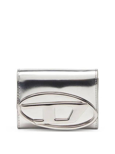 1DR Metallic Effect Card Wallet Silver - DIESEL - BALAAN 1